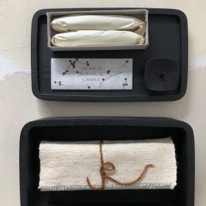 Minimal set of candles by Japan’s oldest candlemaker 'Takazawa' in a black wooden box by Vincent van Duysen for Serax