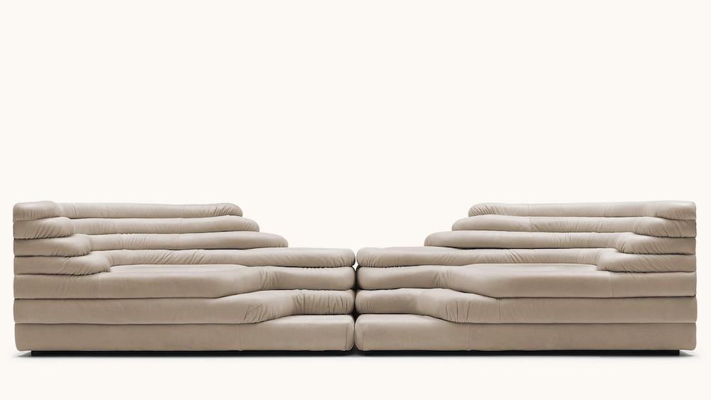 Two sculptural design sofas by de Sede